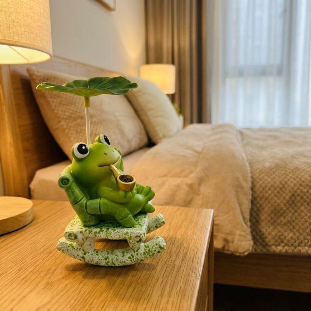 Lotus Leaf Frog Panda Figurine Resin Panda Sculpture Decoration Funny Bobble Chair Decor Home