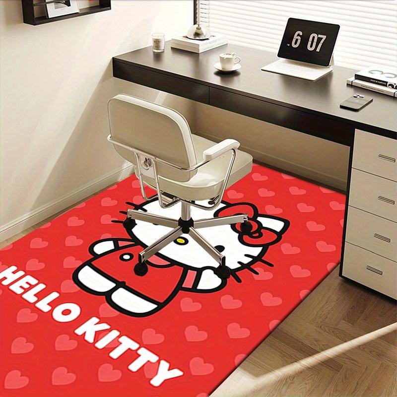 Office Rug Hello Kitty, Red Heart Anti-Slip Rug, Machine Washable for Living Room, Bedroom, Office, Multiple Sizes, Bedroom Mat, Decorative Mat, Durab
