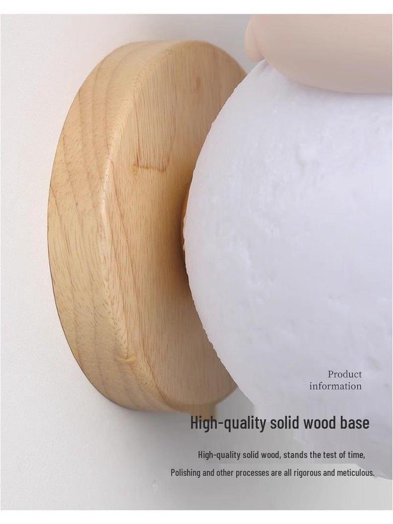 Nordic Moon Astronaut Wall Light for Kids' Rooms - Creative Cartoon Bedside Lamp for Boys and Girls.