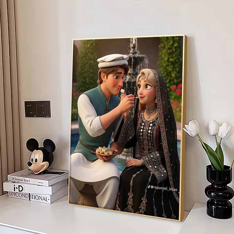 Disney Алмазная мозаика Рапунцель и Флинн Иллюстрация из мультфильма Запутанная история, 5D DIY Полная круглая алмазная мозаика Мультяшная вышивка Картина для домашнего декора