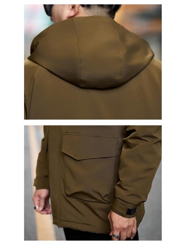 Мужская хлопковая куртка средней длины с капюшоном большого размера - Зимняя модная марка 808