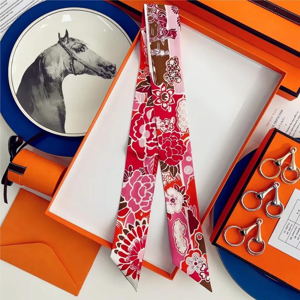 100% Mulberry Silk Ribbon Long Hair Bows Scarf Headscarf Fashion Hair Ties Ribbons Multifunctional Headband Bandana Hair