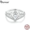 925 Sterling Silver Delicate Crown Ring Brilliant Zircon Heart Finger Ring for Women Girl Wedding Engagement Fine Jewelry