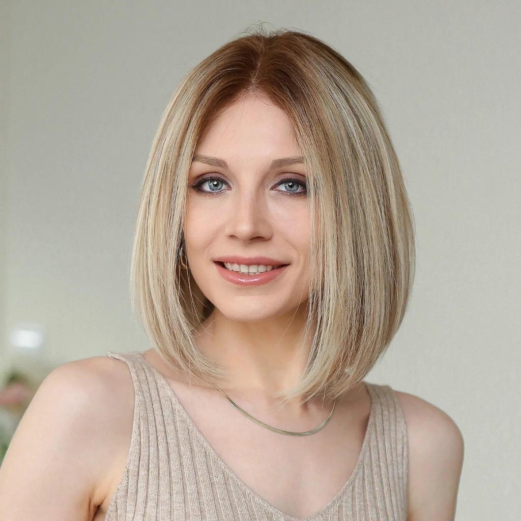 HAIRCUBE Парики из человеческих волос Коричневый Блондин Боб Боб Парики из натуральных волос Предварительно выщипанные блондинки Золотые HD Парики из натуральных волос на кружеве Короткие прямые парики из человеческих волос Remy