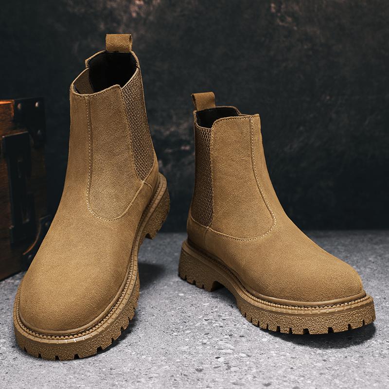 Итальянский бренд Мужские ботинки челси из натуральной кожи Повседневные высокие ботинки Нескользящие ботильоны Универсальные уличные модные классические ботинки