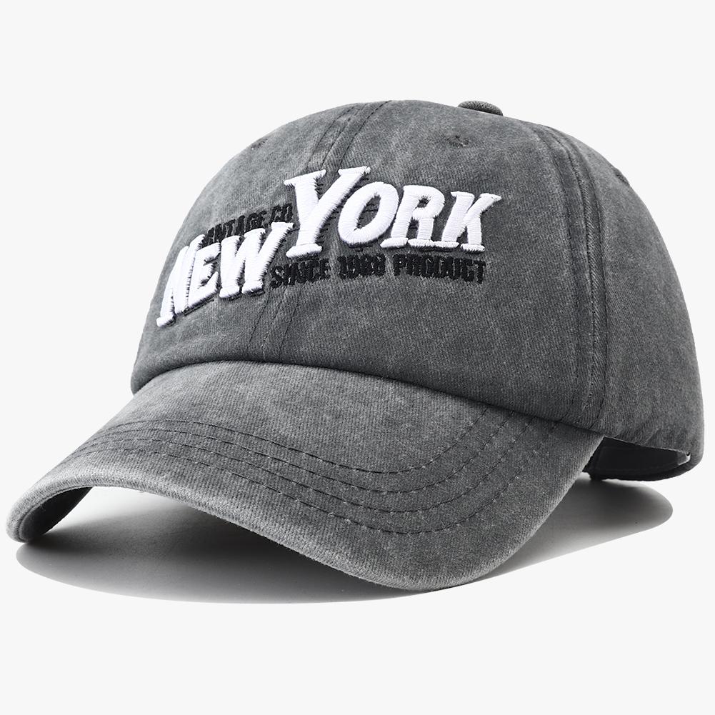Ретро Бейсболка Snapback с вышивкой New York Винтажная стираная Бейсболки Весна Осень Регулируемая Хип-хоп Папа-кепки Для мужчин Женщин