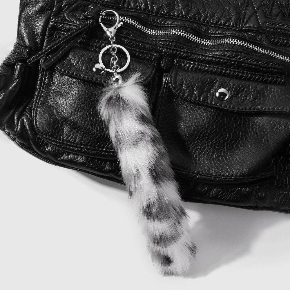 Retro Tail Hanging Keychain Long Hair Plush Tail Keyring Sweet Cool Bag Charms Purse Handbag