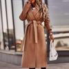 Women's Fashion V-Neck Tie-Up Long-Sleeve Wool Coat