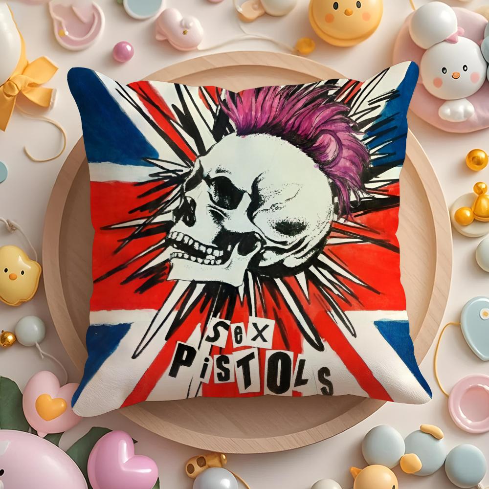 Подушка с принтом группы Панк-Рок S-Sex Pistols, короткий плюш, двусторонняя печать, для дома, машинная стирка в теплой воде, чехол на подушку