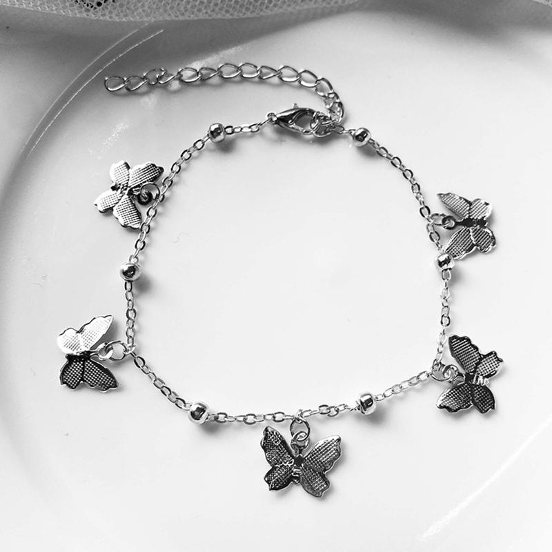 Gold Silver Color Butterfly Anklets For Women Summer Beach Ankle Bracelet Foot Chain Jewelry Retro Simple