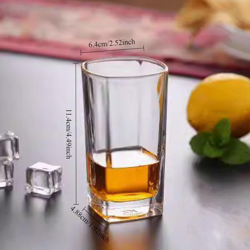 2pcs Daily Glass Cups Square Cups Beer and Spirits Cups Water Cups Milk Tea Cups Whisky Cups Restaurants Bars Tea Cup Beer Mug