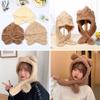 Women Windproof Scarf Plush Winter Hats Earflap Earmuff Bear Ear Hat Beanies Caps