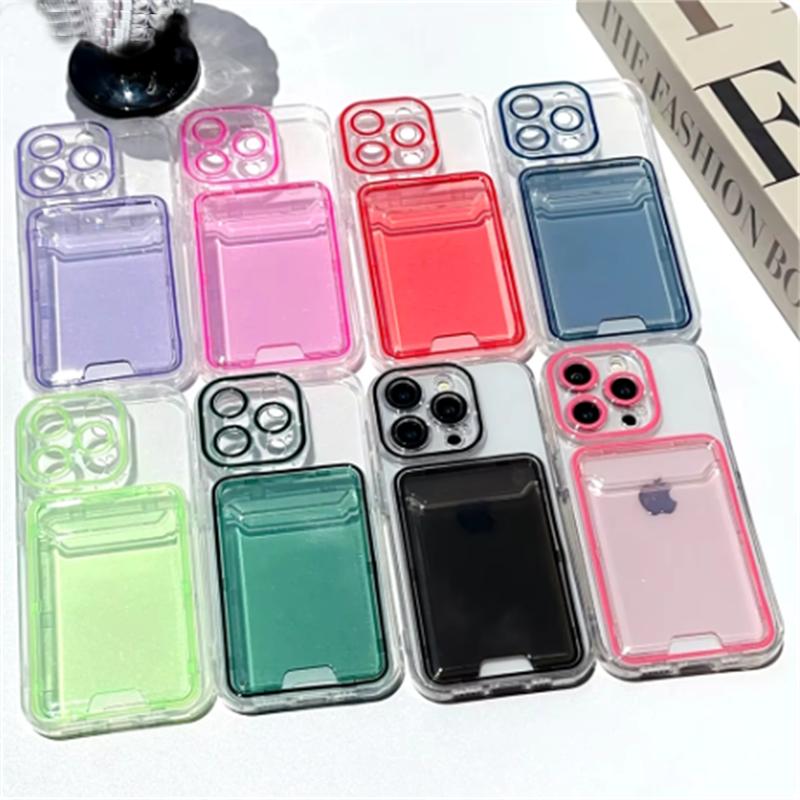 Роскошный кошелек-картхолдер, прозрачный чехол для iPhone17 16 15 14 Plus 13 12 11 Pro Max, отделение для фото, мягкий силиконовый противоударный чехол