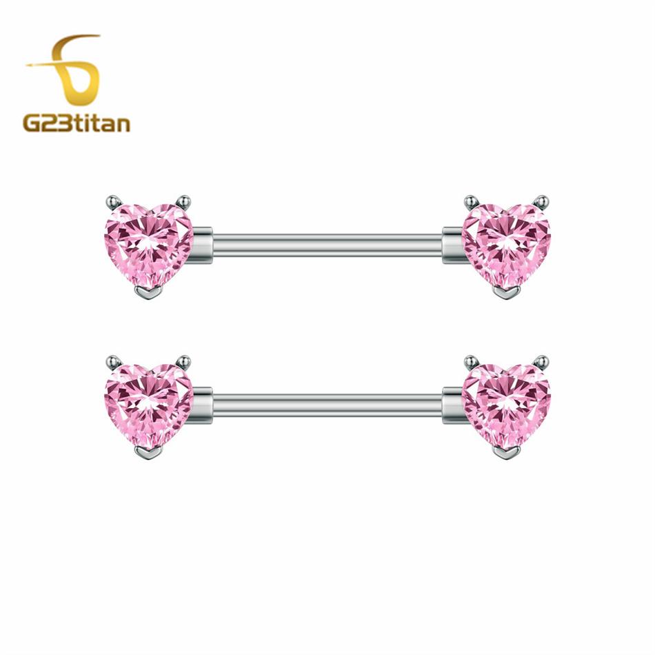 2pc 14G Titanium Nipple Barbell Sweet Red Crystal Cherry Shaped Breast Rings for Women Piercing Nipplr Jewelry Body Accessories