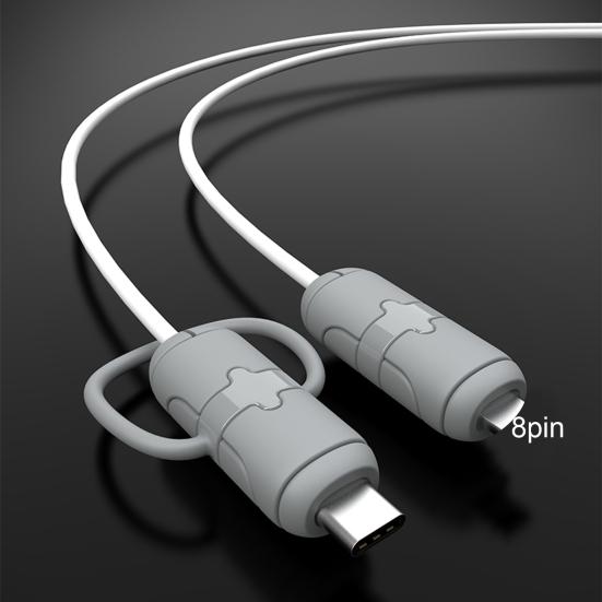 2Pcs Silicone Charging Cable Protective Case Anti-break Data Line Cord Protector Winder Cover Sleeve Cable Wrap for iPhone for Android for Type-C