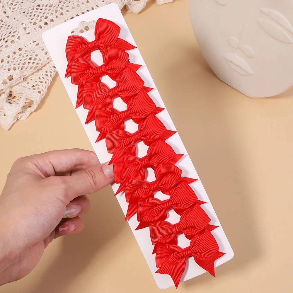 10 шт./набор однотонных репсовых лент, заколки для волос для детей, банты, заколки для волос, бутик, ручная работа, головные уборы, аксессуары для волос для девочек и младенцев