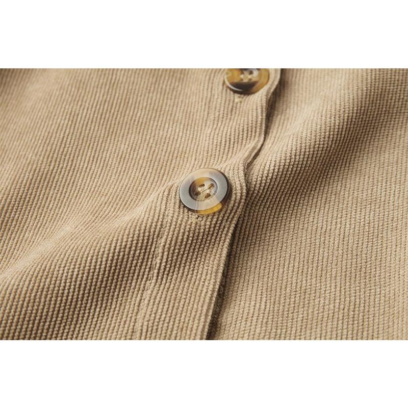 Женское вельветовое платье-рубашка с длинным рукавом на пуговицах, миди-макси, осенне-зимнее