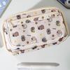 1Pcs Large Capacity Capibala Pen Bag Stationery Storage Bag High Quality Kapibara Cartoon Pencil Case With Flip Top