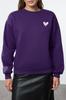 Женская модная стильная толстовка фиолетовая вышитая обычного кроя нормальной посадки с толстым флисом внутри вязаная толстовка