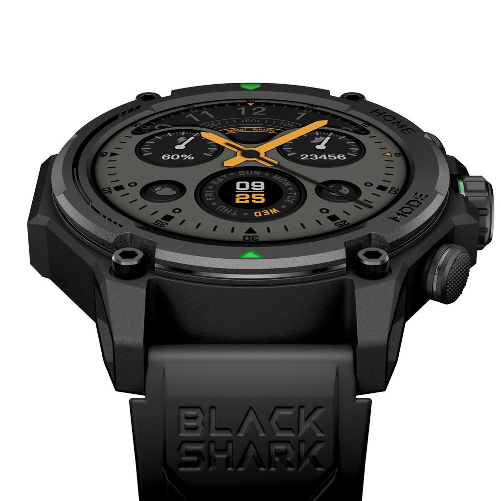 Black Shark GS3 1,43-дюймовая умная спортивная смарт-часы для улицы с сенсорным экраном, GPS, Bluetooth-подключением, беспроводной зарядкой, циферблатом с ИИ и съемным ремешком.