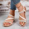 Модные женские туфли, женские сандалии с эластичной резинкой, повседневные сандалии с бисером, женские летние сандалии больших размеров на плоской подошве