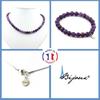 Stones and Minerals. Jewelry Set Bracelet Necklace Amethyst Pearls 8 Mm. Steel Chain Customizable Size.