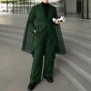 Two Pieces Outfits Men V Neck Long Sleeve Mesh Sheer Cloak Blazer Long Suit Pants Sets