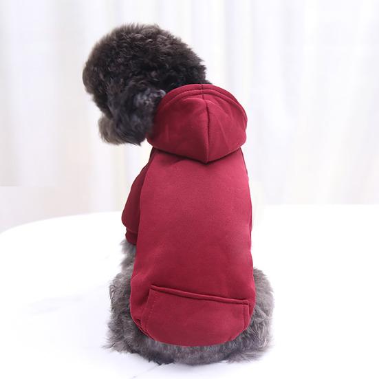 Pet Dog Hoodie Winter Solid Color Hooded Sweatshirt Elastic Hem Foreleg Sporty Sweatshirt Warm Windproof Pet Outfit
