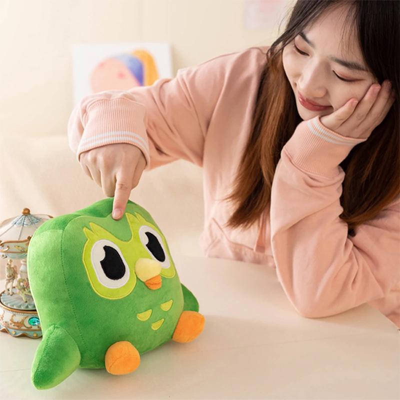 20cm Lovely Duolingo The Green Owl Cartoon Anime Plush Toy Soft Stuffed Animal Plushie Dolls Children Birthday Gift