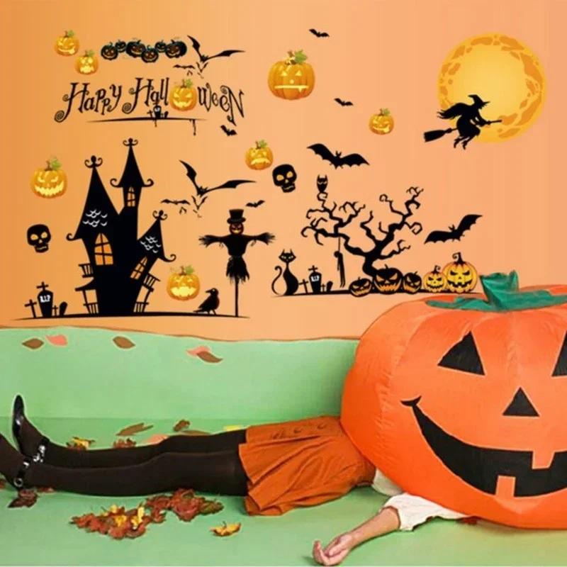 Хэллоуин Съемные Наклейки на Стену для Вечеринки Гостиная Спальня Стекло Окно Фон Принадлежности для Украшения Дома