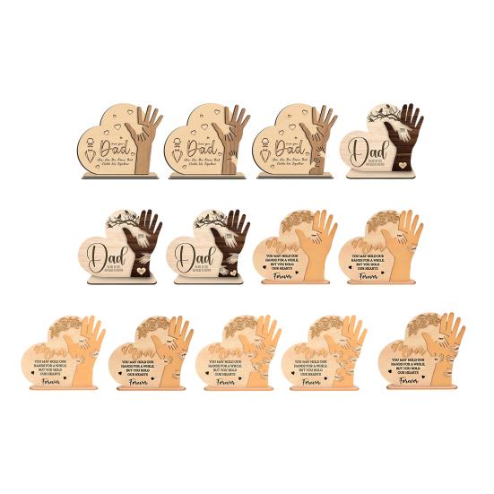 Семья, держащаяся за руки, табличка на стол, деревянная любовь, сердце, жест, украшение, украшение на день матери, украшение на день отца, центральное украшение стола