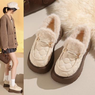 Зимние новые бархатные сноубутсы для женщин, чтобы сохранить тепло и комфорт, на одной педали, пушистые с широким голенищем, большого размера хлопковые туфли Дуду для женщин