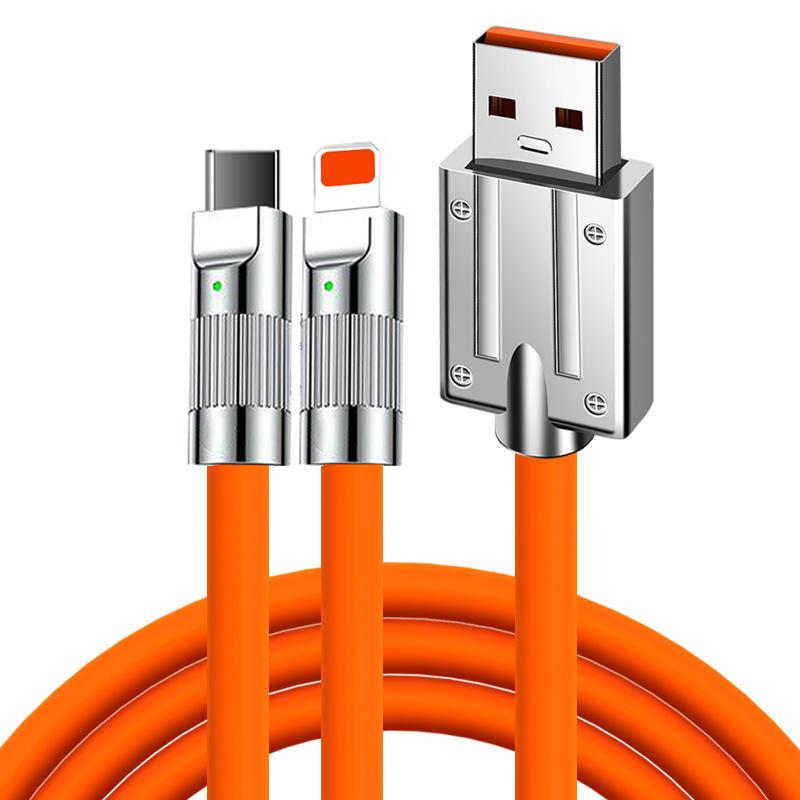 Цинковый сплав 2 в 1, жидкий силикон, 66 Вт, кабель для быстрой зарядки для Samsung OPPO, Xiaomi, зарядный кабель PD, 66 Вт, зарядный кабель для IPhone 14ro Max