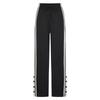MO&Co. Elastic High Waist Contrast Trim Side Slit Casual Pants