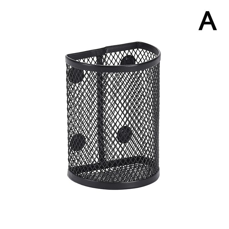 Magnetic Pencil Holder Stationery Storage Mesh Basket Desktop Pen Makeup Brush Container Kitchen Refrigerator Organizer