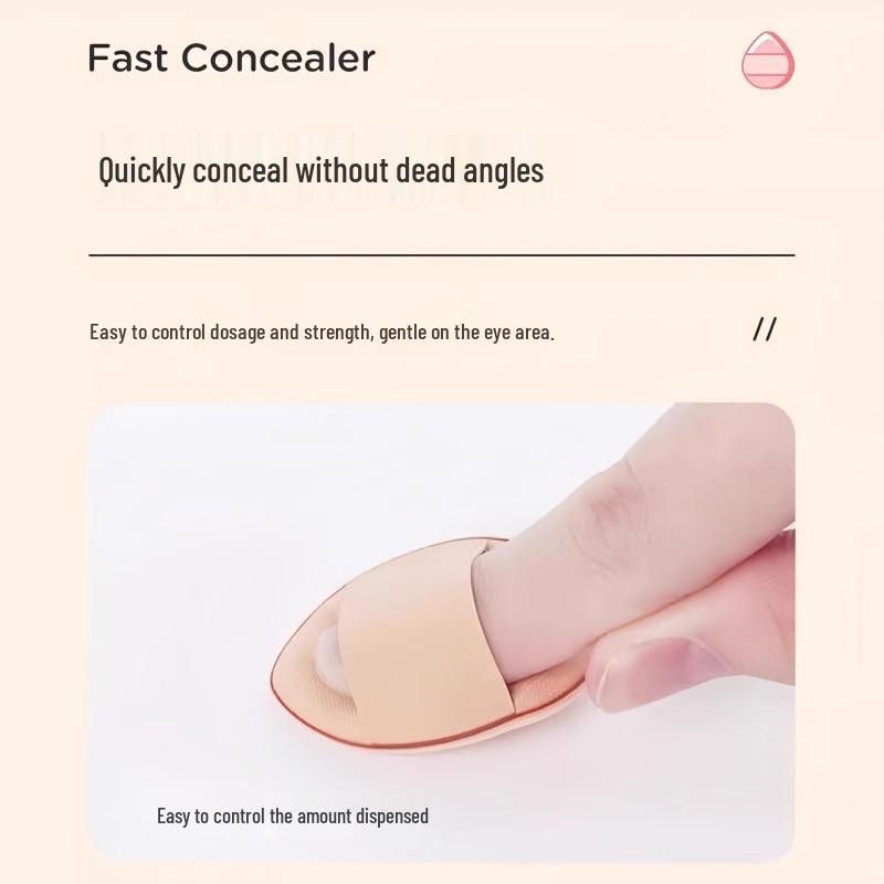 Треугольный спонж: Не впитывающий, двойного назначения для влажного/сухого использования. Заостренный кончик для нанесения, подушечка для пальца, идеально подходит для консилера и жидкой основы.