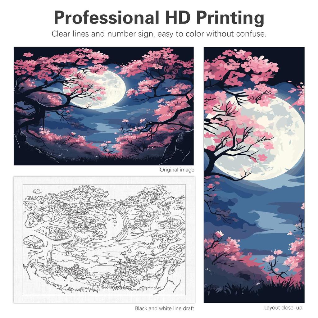 RUOPOTY Рамка под луной, пейзаж, сделай сам, наборы для рисования по номерам, акриловая картина, домашний настенный художественный декор для уникального подарка, работа