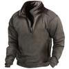Men's Fleece Warm V-neck Zipper Sweatshirt  Outdoor Sports Coats Pullover Men's Casual Outwear
