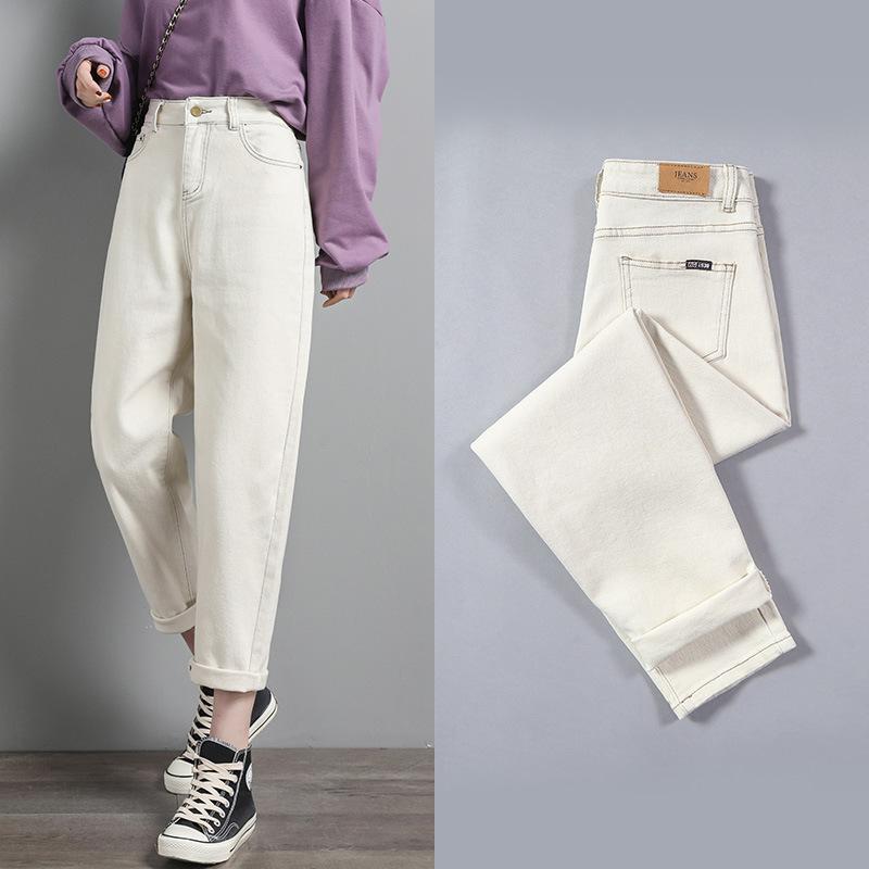 Весенние и осенние женские джинсы Брюки-харлан Свободные джинсовые джинсы Тонкие эластичные брюки с редисом Длинные брюки Джинсовые брюки Брюки девять четвертей