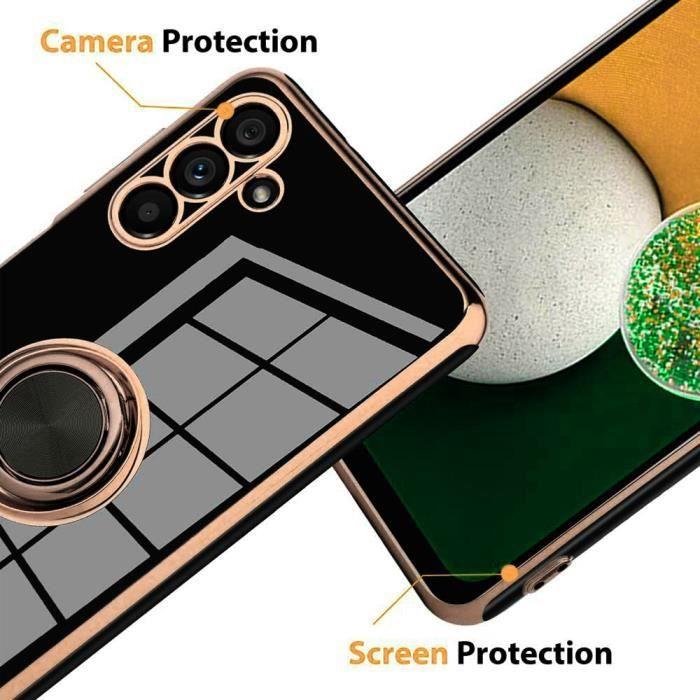 Protective Case - BOOLING - for Samsung Galaxy A04s / A13 5G - Shockproof Silicone - Black - 360° Support Ring