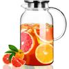 HeY LiLac Стеклянный кувшин 1,8 л с крышкой Стеклянный кувшин для воды с вертикальными полосками Графин для воды для холодильника Боросиликатный кувшин для воды