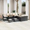 vidaXL 14-Piece Garden Sofa Set with Cushions Black Poly Rattan Acacia 3364150