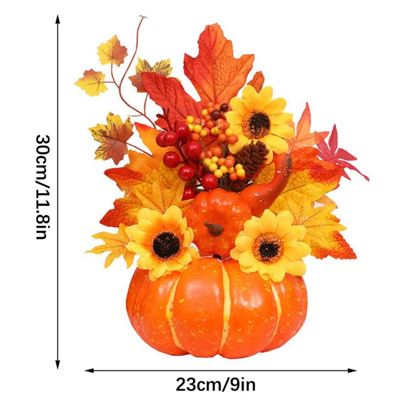 Искусственный орнамент из тыквы, кленовый лист, сосновые шишки, ягоды подсолнечника, макет на Хэллоуин, реквизит для стола