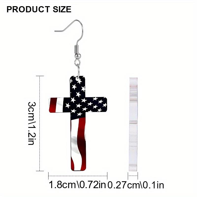 Серьги ко Дню независимости Креативные серьги-гномики с синей пятиконечной звездой Простые серьги с крестом и флагом