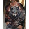 Популярная футболка серии Animal Wolf с 3D-принтом для мужчин, уличная верхняя одежда, повседневные футболки с длинным рукавом и круглым вырезом