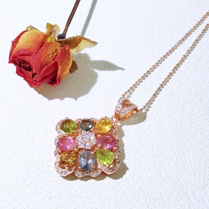 Sace Gems S925 стерлингового серебра 4*5 мм натуральный турмалин кулон ожерелья для женщин помолвка коктейльная вечеринка изящные ювелирные изделия