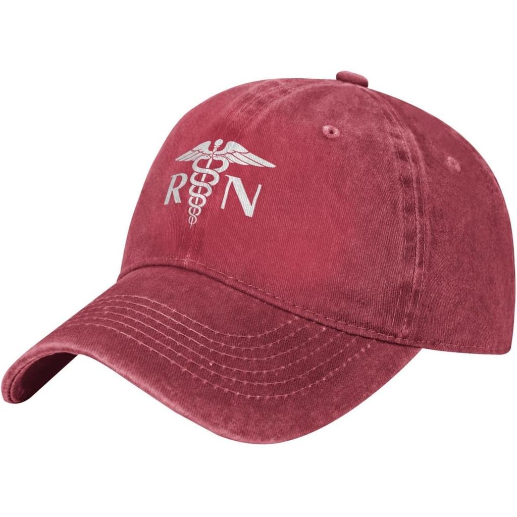 RN Registered Nurse Baseball Cap Washed Denim Low Profile Breathable Adjustable Dad Hat for Adults