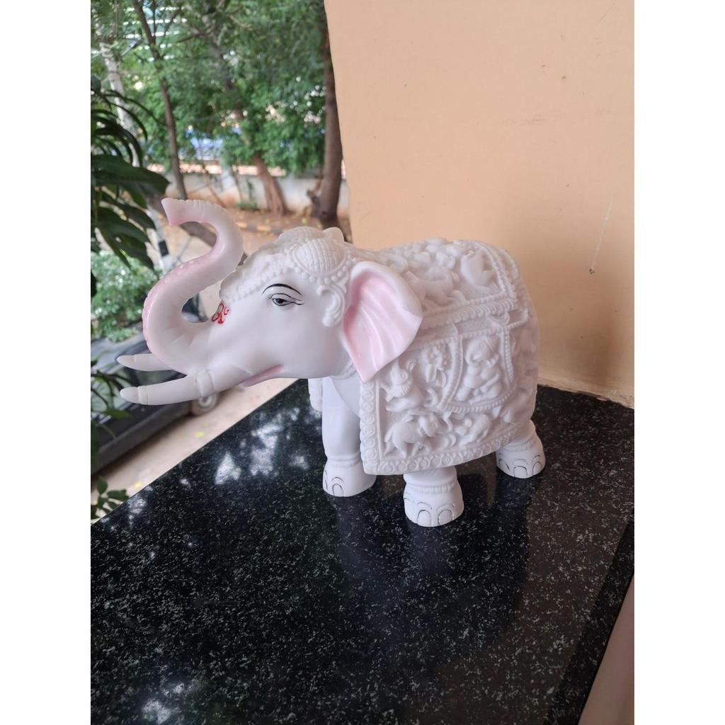 Слон, большая мраморная статуэтка из смолы, декоративный элемент для дома, 4x5 дюймов, слон, декор для дома, васту, полка (4 х 5 дюймов)