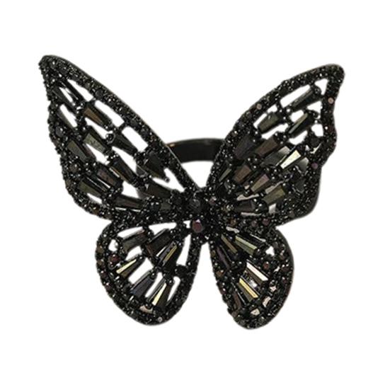 Женское кольцо в форме бабочки со стразами, регулируемое открывающееся кольцо для банкета, вечеринки, свадьбы, ювелирные изделия