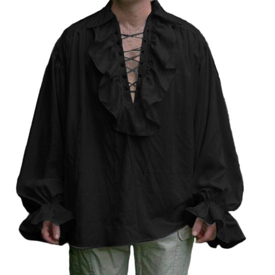 Мужская рубашка в стиле Ренессанс, костюм с рюшами и длинными рукавами на шнуровке, средневековая рубашка в стиле стимпанк, пиратская рубашка для косплея, сценическая драма